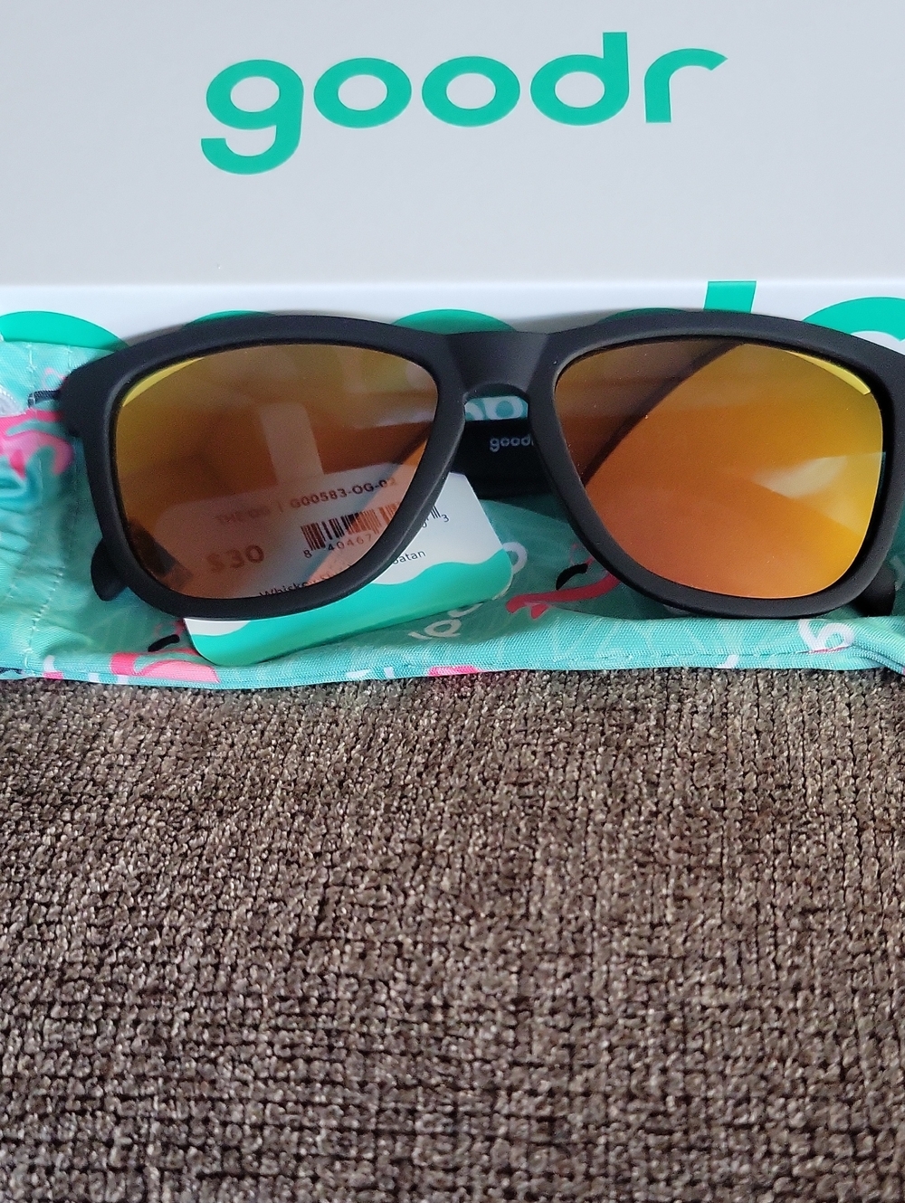 goodr- OG Whiskey Shots With Satan Sunglasses - Black Frame, Orange Lenses